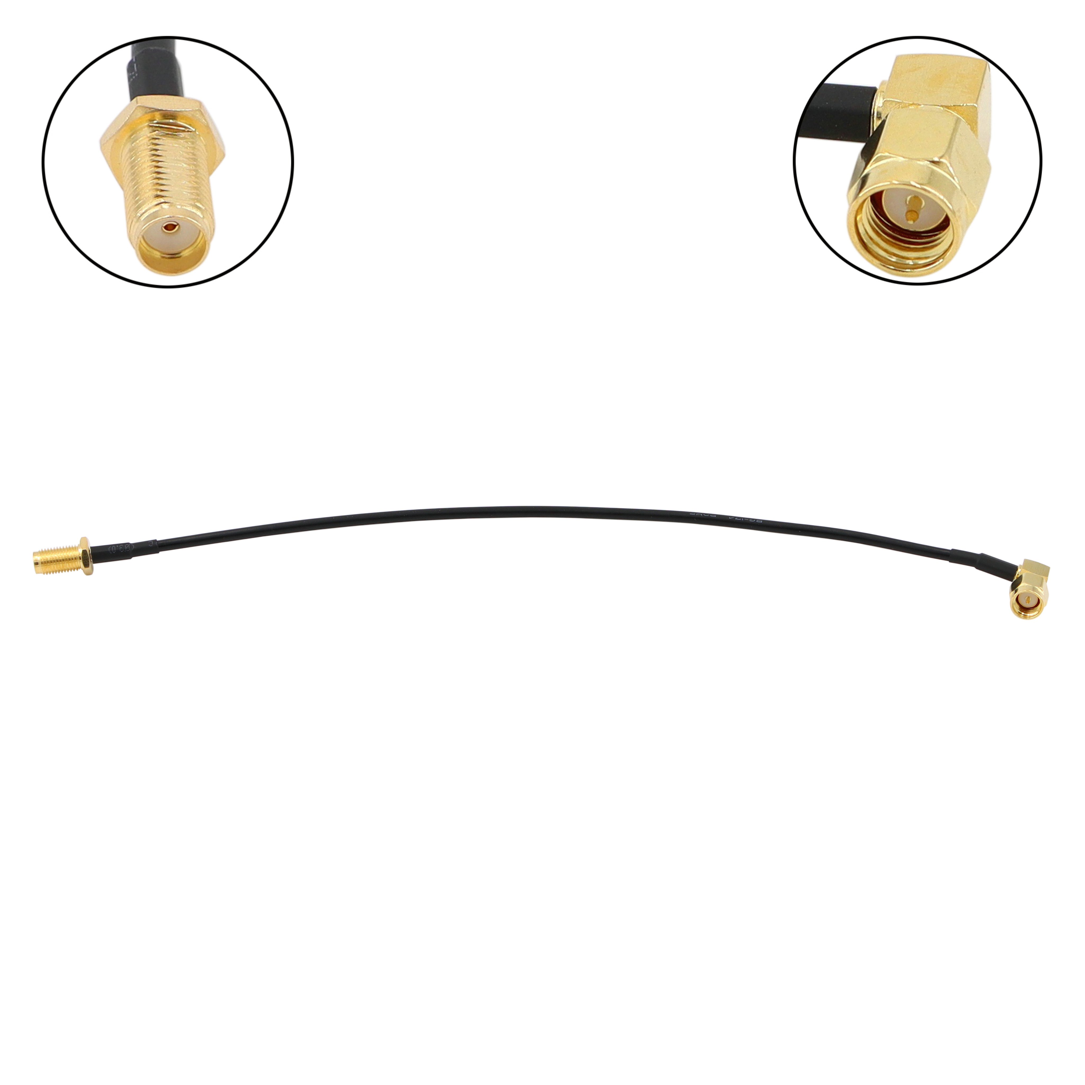 Right Angle SMA Male to SMA Female RG174 Coaxial Pigtail Extension Cable (20cm) for 3G 4G LTE Antennas